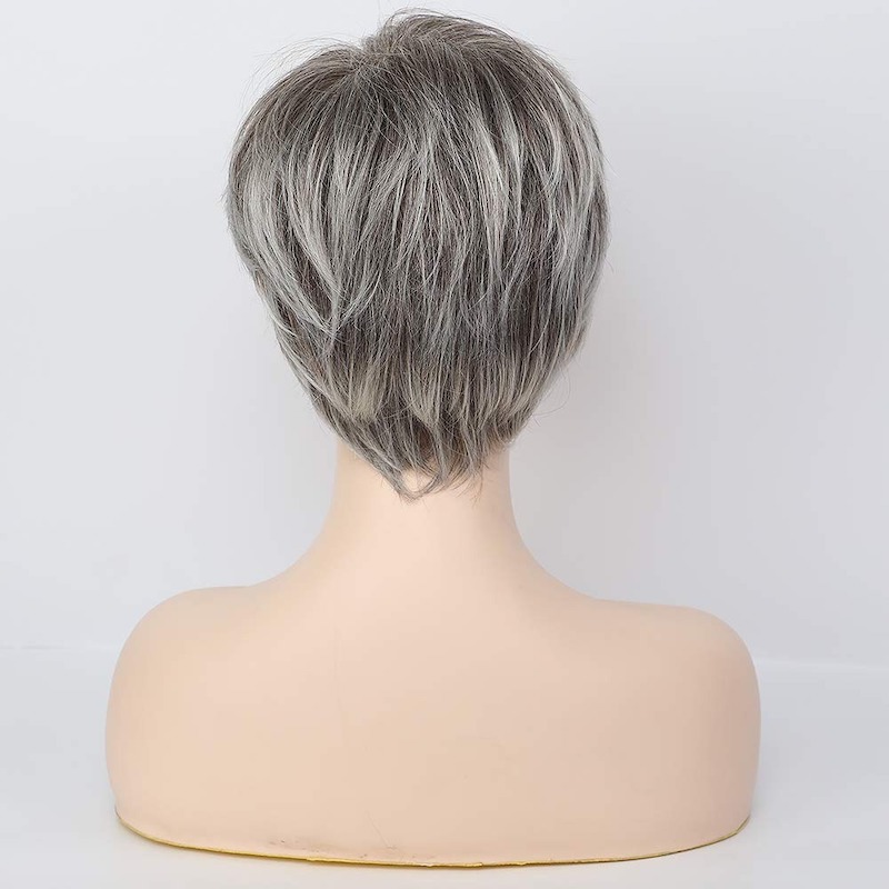 Perruques synthétiques grises courtes pour femmes, cheveux naturels, coupe quotidienne Pixie