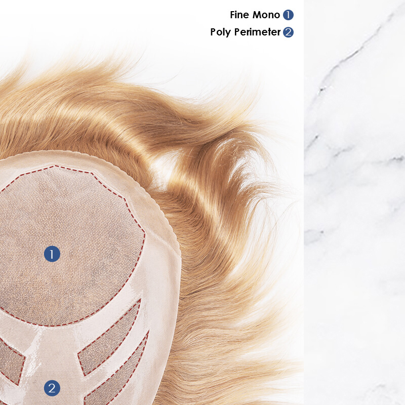 Morceau de cheveux Toupee Stock Fine Mono avec périmètre en PU et conception de dos coupé