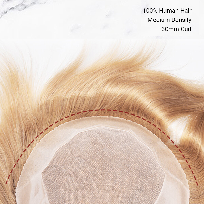 Morceau de cheveux Toupee Stock Fine Mono avec périmètre en PU et conception de dos coupé