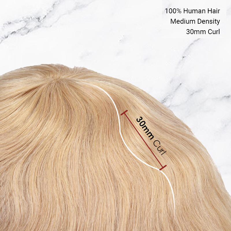 Morceau de cheveux Toupee Stock Fine Mono avec périmètre en PU et conception de dos coupé