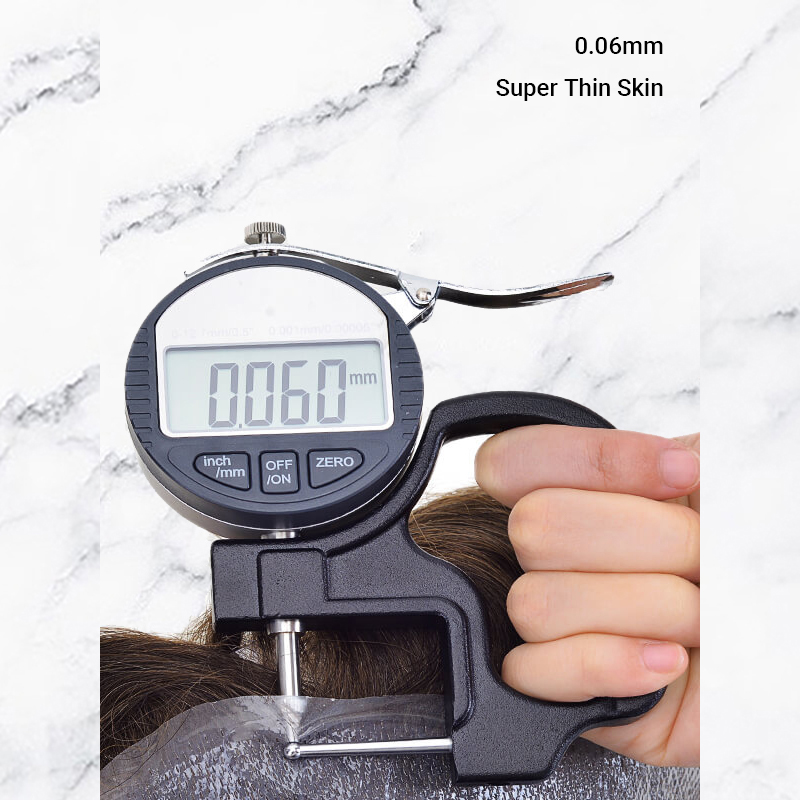 Super Thin Skin V-looped 0.06mm Hair Systems Stock Mens Hair Pieces