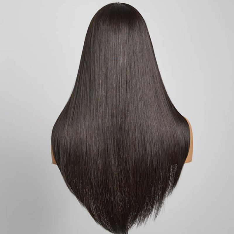 Perruque de dentelle de fermeture 5x5 sans colle pré-épilée à coupe en couches à la mode 100% cheveux humains