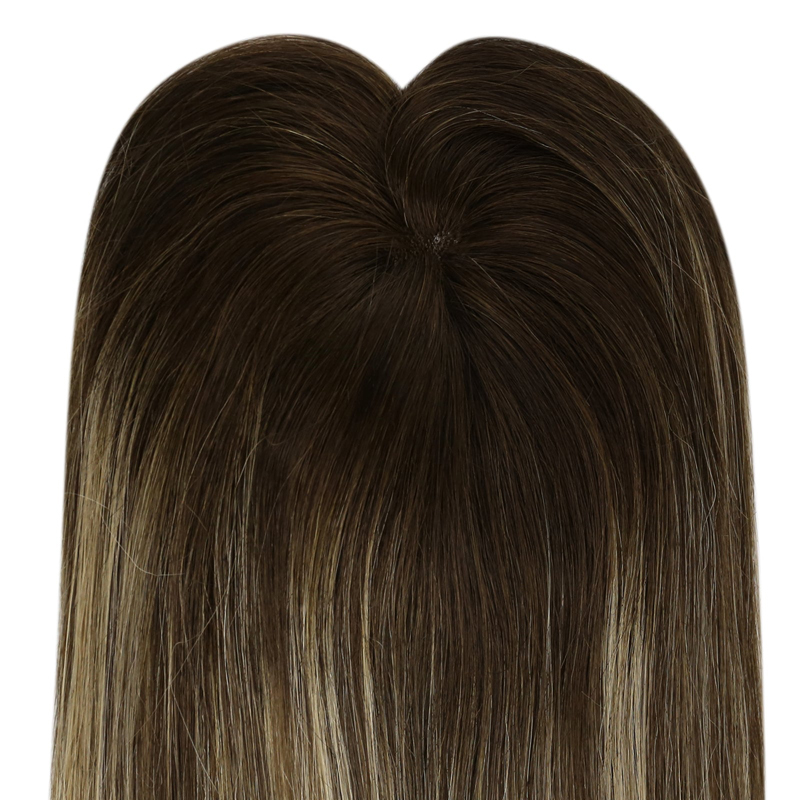 Toppers de cheveux vierges 3x5 pouces postiche de base en dentelle pour les femmes Balayage #4/27/4