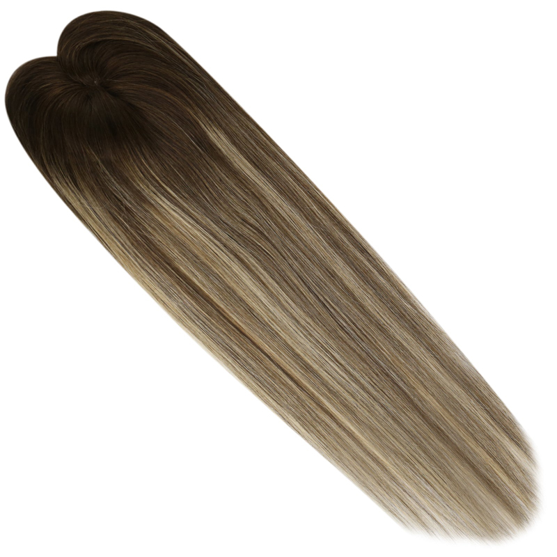 Toppers de cheveux vierges 3x5 pouces postiche de base en dentelle pour les femmes Balayage #4/27/4