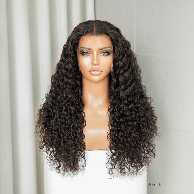 Perruque longue 100% cheveux humains ondulés, 13x4, avec dentelle frontale HD, partie libre